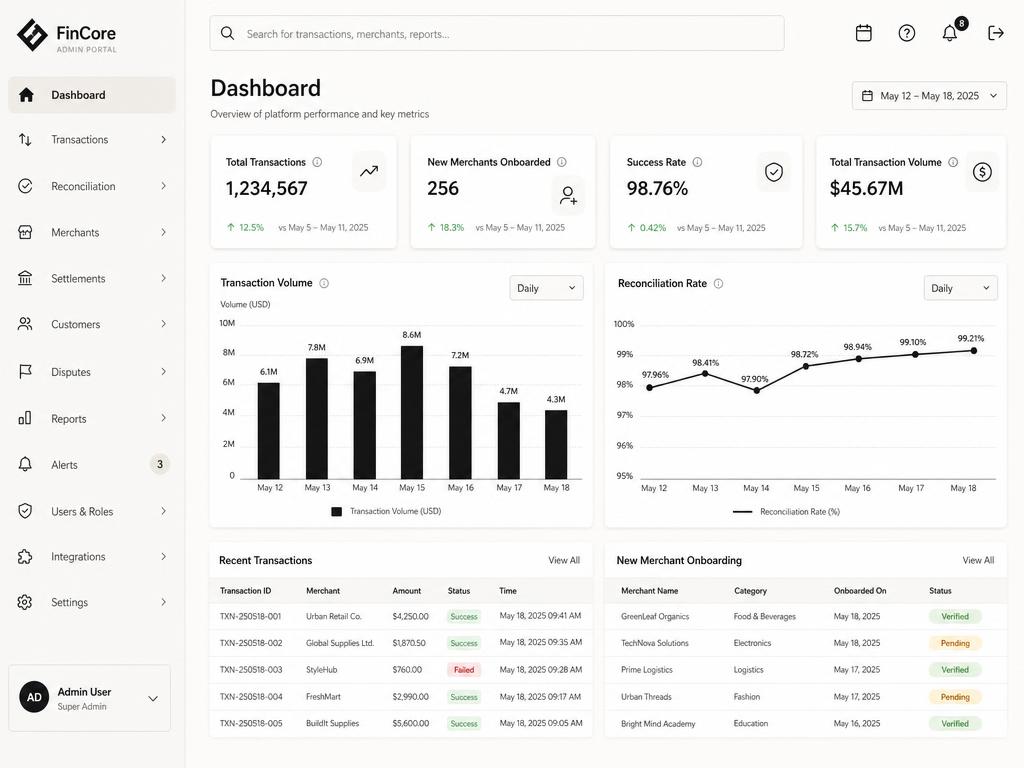 Admin Portal interface preview