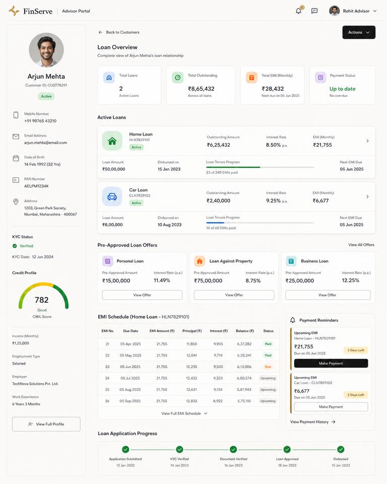 Advisor Portal interface preview
