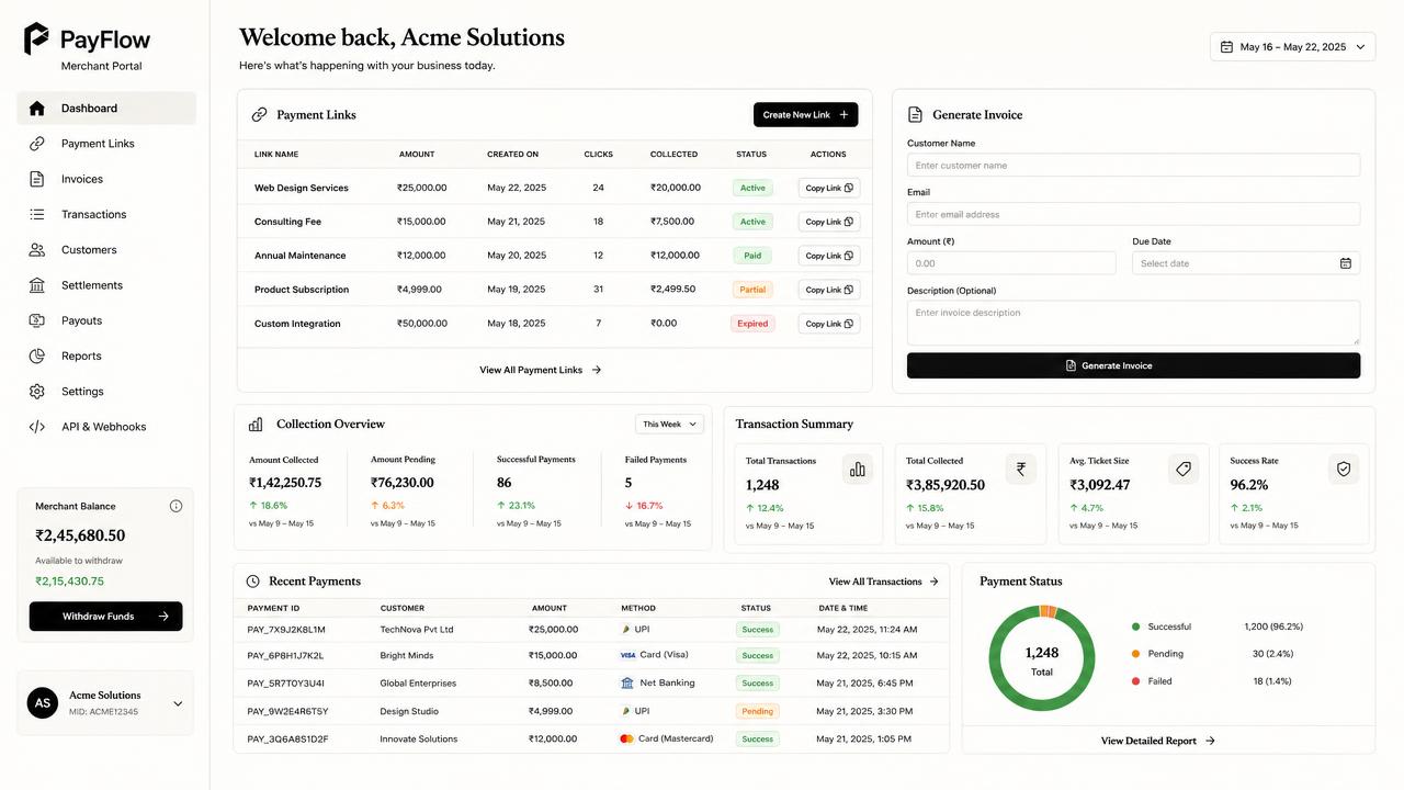 Merchant Portal interface preview