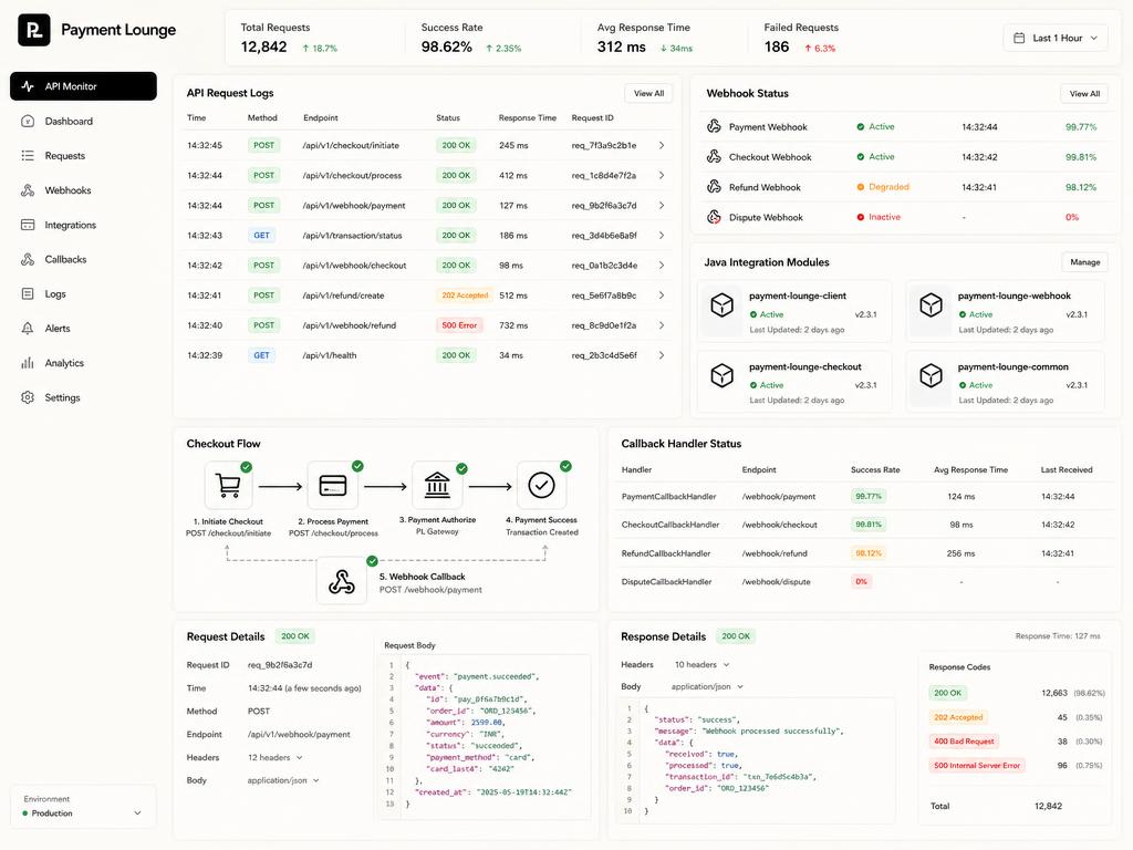 Payment Lounge interface preview